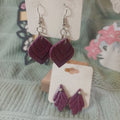 Deep plum layered scale clay drop earrings